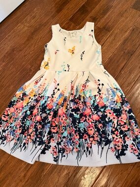 Knitworks White Floral Fit-and-Flare Dress